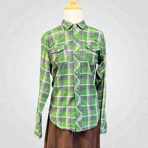 Green Plaid Vintage Cowboy Shirt
