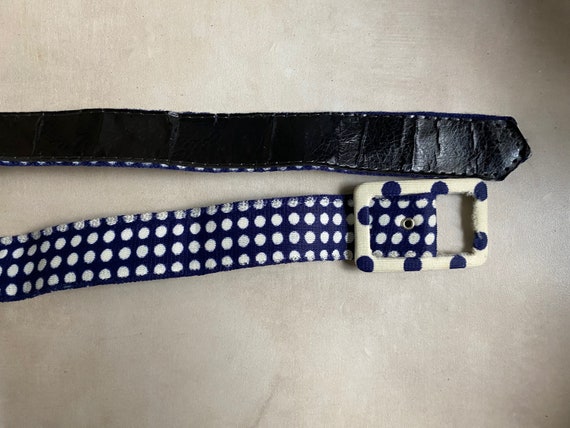 Navy Blue and White Mod Vintage Belt - image 5