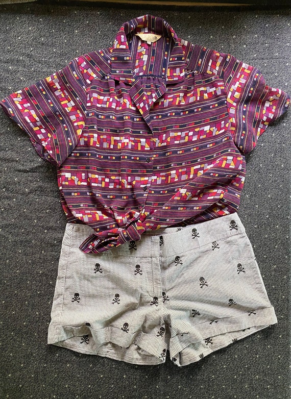 Sheer Royal Purple Vintage Mod Blouse Gem