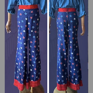 Vintage Red White and Blue Stars Bell Bottoms