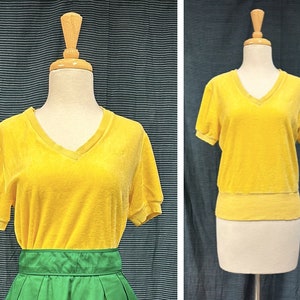 Vintage Diane Von Furstenberg DVF Sunny Yellow Velour Blouse