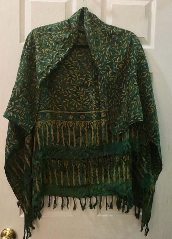 Green Tie Dye Large Scarf Wrap Beach Cover Up - image 2