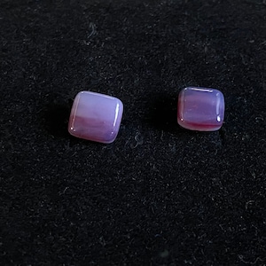 Amethyst Purple Square Stone Stud Earrings