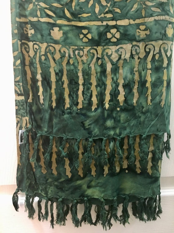 Green Tie Dye Large Scarf Wrap Beach Cover Up - image 4
