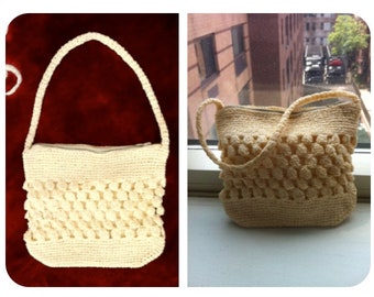 Crocheted Cream Colored 1950s Purse