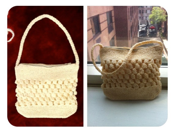 Crocheted Cream Colored 1950s Purse - image 1