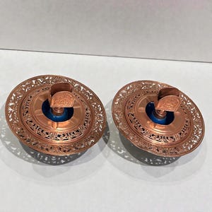 Very Rare Pair of Vintage German Copper Ashtray with Match Holders