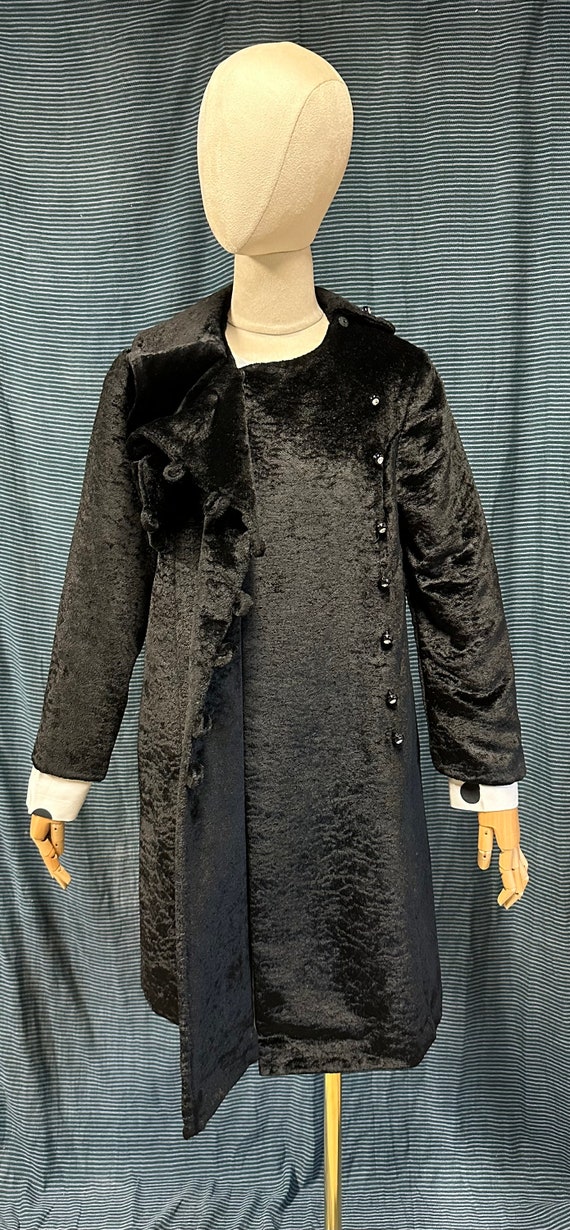 1960s Vintage Faux Fur Black I. MAGNIN coat RHINE… - image 9