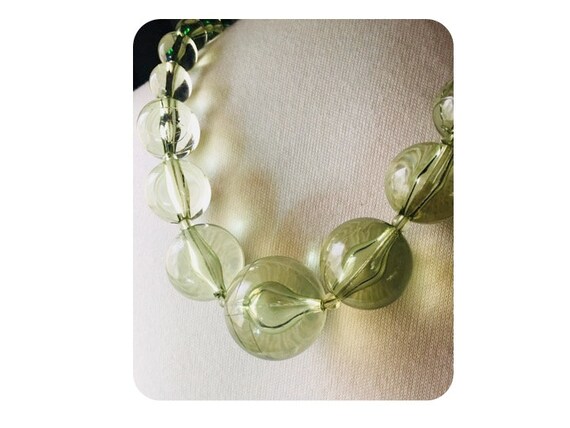 Lucite Pools of Light Necklace Earrings Set Vintag