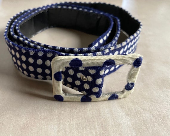 Navy Blue and White Mod Vintage Belt - image 1