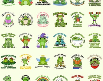 Funny Frog PNG Bundle | Silly Meme Quote Collection | Cartoon Animal Humor Graphics | Digital Download
