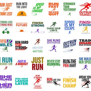 ランナーPNGバンドル｜フィットネス・ジョギング・マラソンデザイン｜モチベーションを高めるスポーツTシャツグラフィック｜デジタルダウンロード