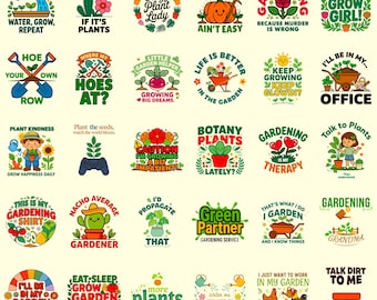 Gardening PNG Bundle | Gardener Life Quotes | Flower Planting Artwork | Digital Design Collection