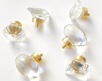 Crystal Cabinet Knobs, French Country Cabinet Knobs,  Glass Drawer Knobs, Pumpkin Drawer Pulls, Vintage Drawer Pulls, Quartz Crystal Gift