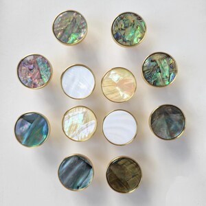 Abalone Shell Cabinet Knobs, Mother of Pearl Drawer Pulls, Brass Furniture Hardware, Coastal Modern Glam, Dresser Kitchen Knobs