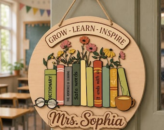 Custom Teacher Classroom Door Sign, Classroom Decor, Back to School Gift, Teacher Door Hanger, 1st Day of School Decor