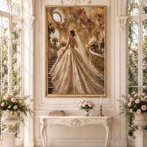The Bride on the Grand Staircase – Belle Époque Bridal Portrait Digital Download
