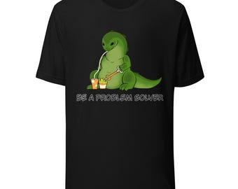 Hungry Genius Dinosaur Smart Problem Solving Humor Wellness Shirt