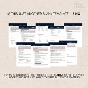 May include: A collection of white digital writing worksheets with dark blue headers and black text. The pages feature sections titled Genre, Subgenre & Market, The Four Pillars of Plot, and Story Structure Models, with the text IS THIS JUST ANOTHER BLANK TEMPLATE ...? NO.