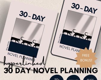 30-dagars romanplaneringsarbetsbok | Romanplanerare | Utskrivbar PDF | Hyperlänkad | Digital nedladdning