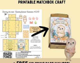 Seal Matchbox Craft Printable PDF, DIY Kids Paper Toy, Sammy the Seal, Printable Animal Craft, Screen Free Kids Activity, Digital Download