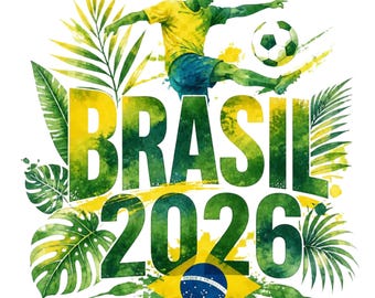 Brazil 2026 Football PNG, Brasil Soccer Sublimation Design, Brazilian Fan Shirt PNG, Instant Digital Download Print File