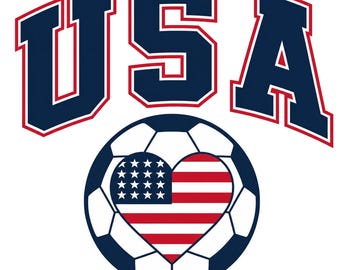 USA Soccer Ball Heart PNG, USA Letters Soccer Ball Sublimation Digital Download, American Flag Football Shirt Design, Instant Print File