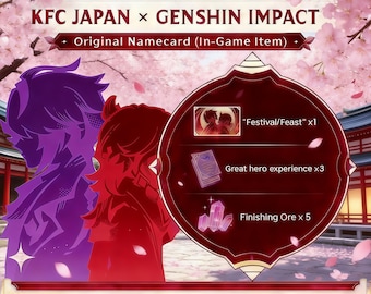 Código de tarjeta de presentación exclusiva de Alhaitham y Kaveh / KFC Japón Genshin Impact —EN STOCK