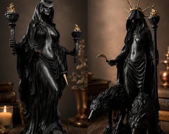 ヘカテ女神像 ヘカテ・ニクティポロス 夜の魔女 - 魔女の装飾、異教の祭壇の置物、ハロウィンのホームオーナメント、彼女への神話の贈り物