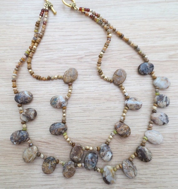 Boho Festival Jewelry - Agate Necklace - Double St