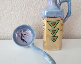 Vintage Lusterware, Two Pieces, 1930s, Lusterware Cruet, Lusterware Ladle, Art & Craft