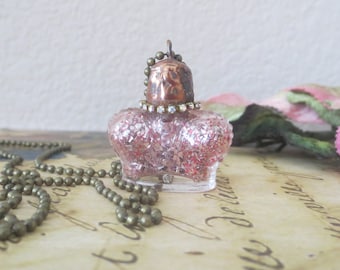 1940s Vintage Prince Matchabelli Crown Shape Perfume Bottle Decorative Soldered Necklace