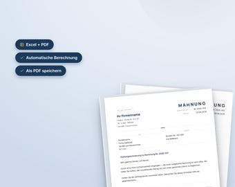 ドイツ語の支払い督促テンプレート Excel および PDF、Mahnung Vorlage