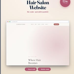 Modèle de site web pour salon de coiffure | Site HTML monopage pour salons de beauté, page d'accueil modifiable sans code, compatible mobile