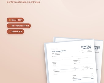 Mall för donationskvitto i Excel och PDF för ideella organisationer, redigerbar