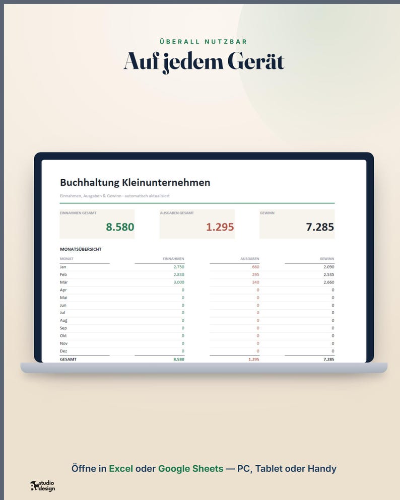 Tyskt bokföringskalkylblad, Buchhaltung Excel Vorlage bild 2