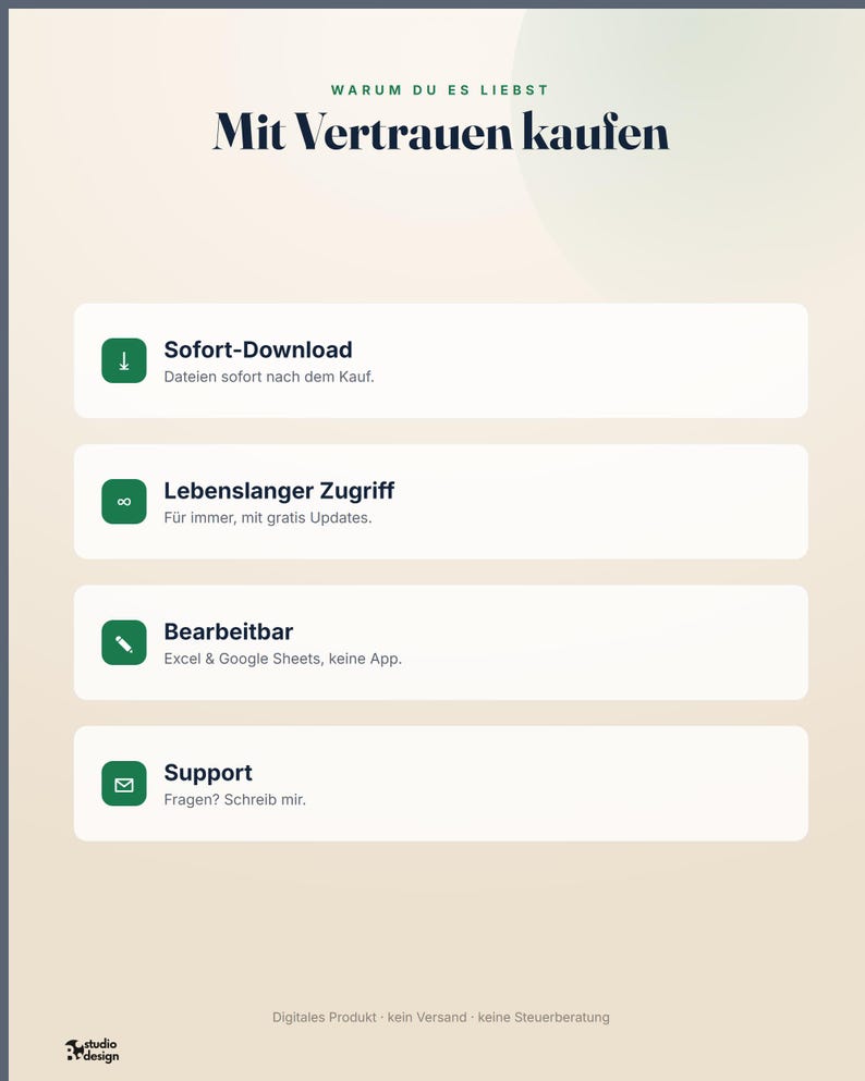 Tyskt bokföringskalkylblad, Buchhaltung Excel Vorlage bild 7