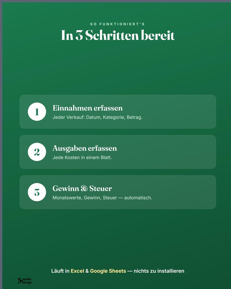 Tyskt bokföringskalkylblad, Buchhaltung Excel Vorlage bild 5