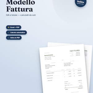 Włoski szablon faktury w formacie Excel i PDF, Modello Fattura z VAT i rabatem