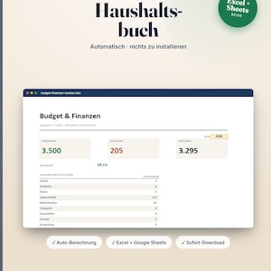 German Budget Spreadsheet, Haushaltsbuch Excel Vorlage image 1