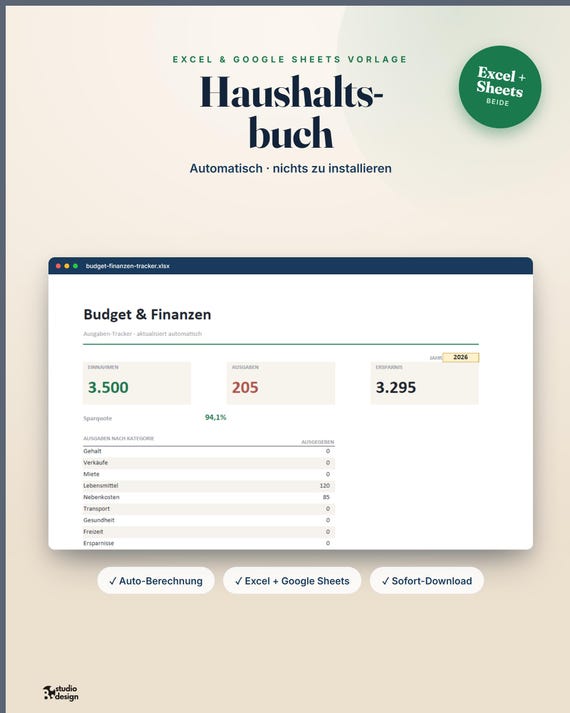 German Budget Spreadsheet, Haushaltsbuch Excel Vorlage