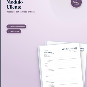 Modulo Cliente Modello PDF | Questionario Onboarding per Nuovi Clienti, Compilabile Freelance
