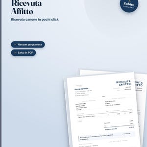 Ricevuta Affitto Modello PDF / Ricevuta Canone Locazione per Locatore & Inquilino, Compilabile