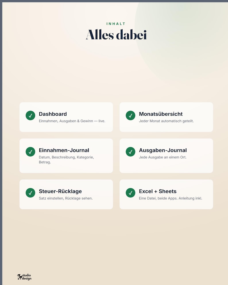 Tyskt bokföringskalkylblad, Buchhaltung Excel Vorlage bild 4