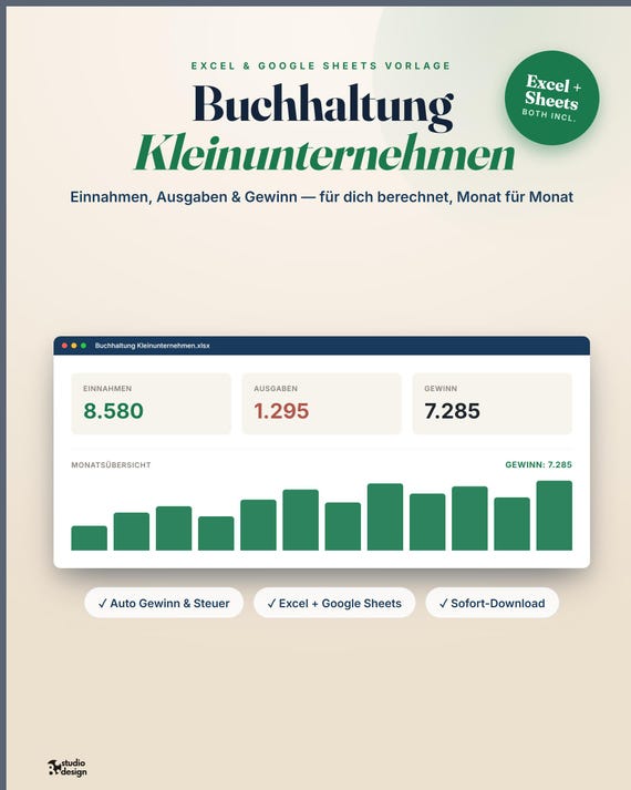 German Bookkeeping Spreadsheet, Buchhaltung Excel Vorlage