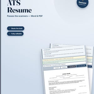 ATS Lebenslaufvorlage Bearbeitbar | ATS-freundliches Lebenslauf-Wort Google Docs | Professionelle einfache moderne Lebenslauf Download