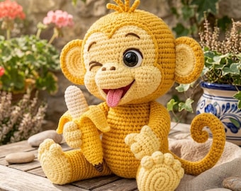 Crochet Monkey Amigurumi Pattern: Baby Monkey Plush Toy, Kawaii Animal PDF Tutorial