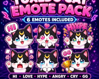Paquete de emoticonos de gato esmoquin para Twitch / Emoticonos de gatos kawaii para stream / Emoticonos para Discord / Descarga instantánea