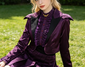 Nana Style Gothic Purple Vampire Dress for Girls, Stylish Halloween Cosplay Costume for Theme Parties, Carnival Events and Role Play Games