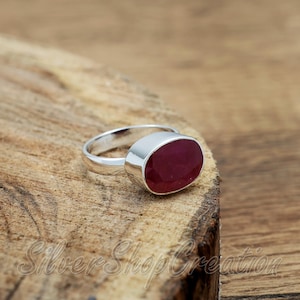 Oval Indian Ruby Ring: Handmade 925 Sterling Silver Ring